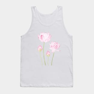 pink lotus flowers watercolor Tank Top